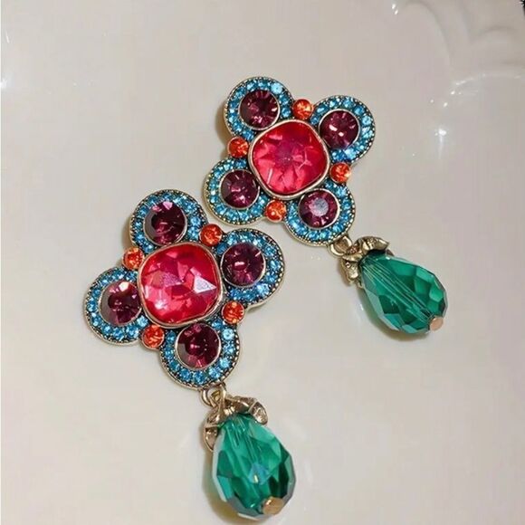 🌺 Betsey Johnson eclectic style drop dangle earrings 🌺 - Picture 8 of 9